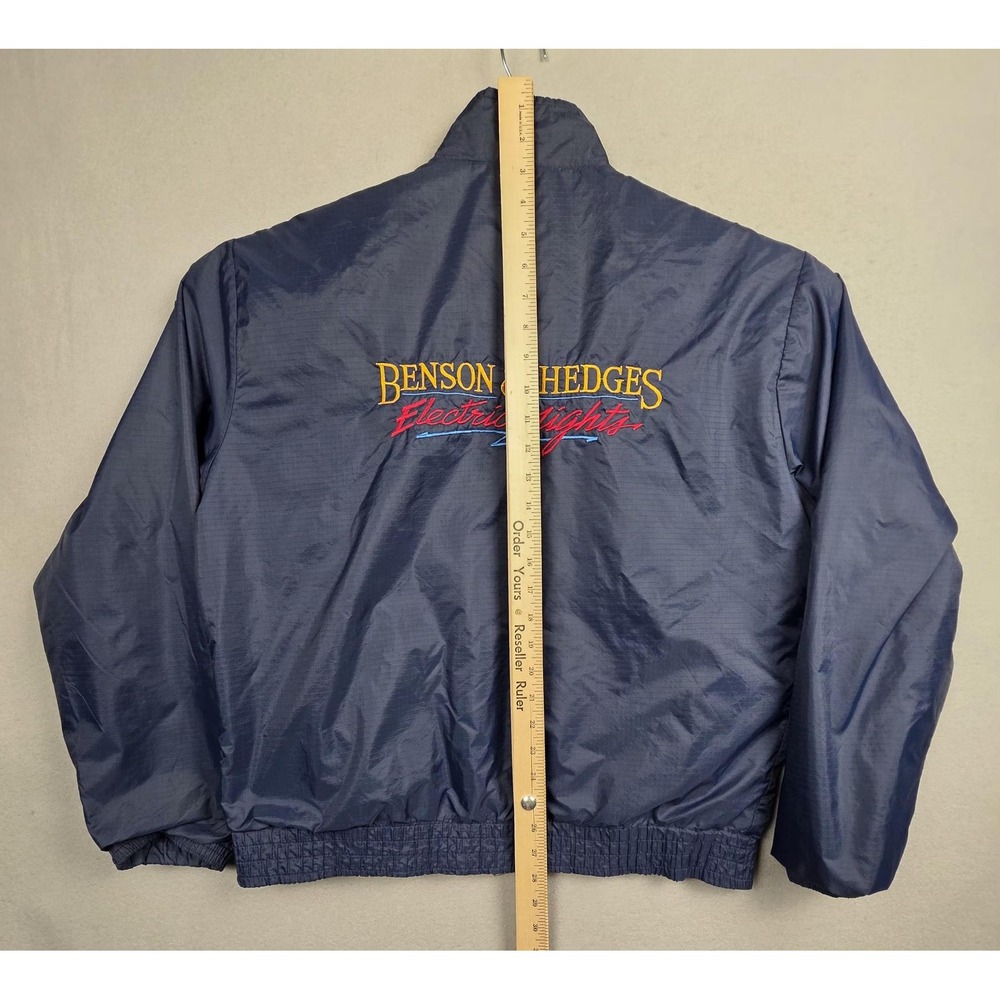 Vintage Benson & Hedges Electric Nights Jacket Mens Large Navy Windbreaker 90s - Picture 4 of 9
